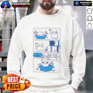 Alt Text: Original The Cat and His Love of the Box Ure Cute Sweatshirt featuring a playful cat design in a cozy fit.