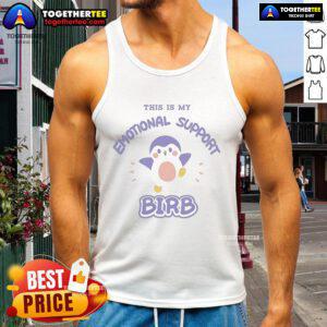 Alt Text: Original 'This Is My Emotional Support Birb' Finch Tank Top featuring a colorful bird design and stylish fit.