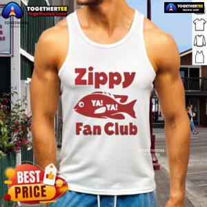 Original Zippy Fish Fan Club footy tank top featuring vibrant colors and playful design, perfect for fans and casual wear.