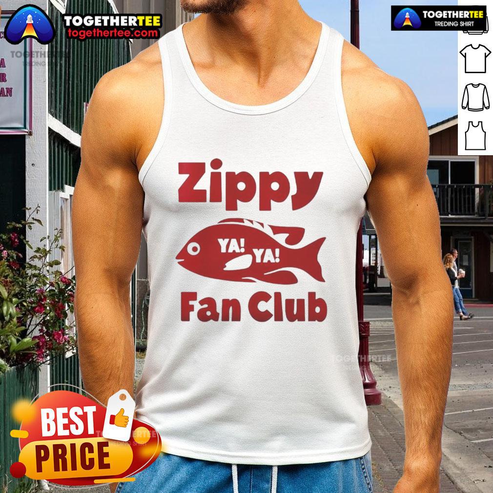 Original Zippy Fish Fan Club footy tank top featuring vibrant colors and playful design, perfect for fans and casual wear.