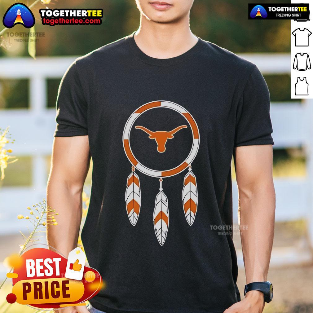 Premium 2025 Native American X Texas Longhorns T-Shirt featuring a unique design and vibrant colors for fans.