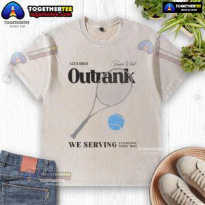 Premium Aces High Outrank We Serving Everyone Since MMX washed t-shirt in a casual setting, showcasing its stylish design.