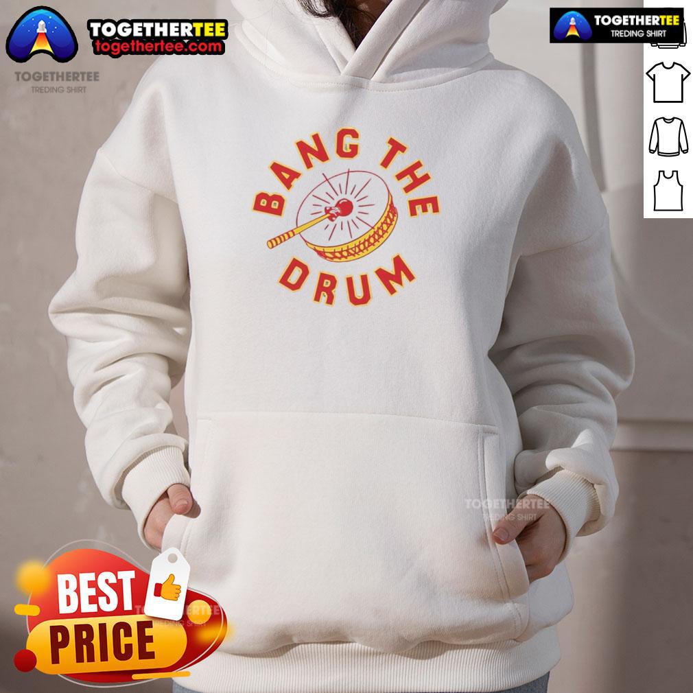 Premium Bang the Drum Kansas City Chiefs hoodie in red with logo, perfect for fans and game day wear.