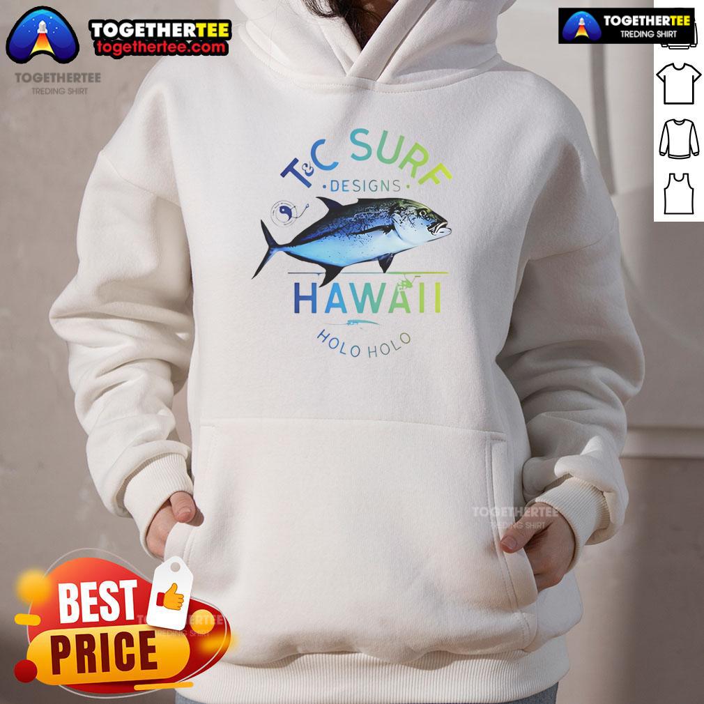 Premium Bluefin Tuna Surf TC Designs hoodie for Holo Holo Fishing in Hawaii, featuring vibrant ocean-inspired graphics.