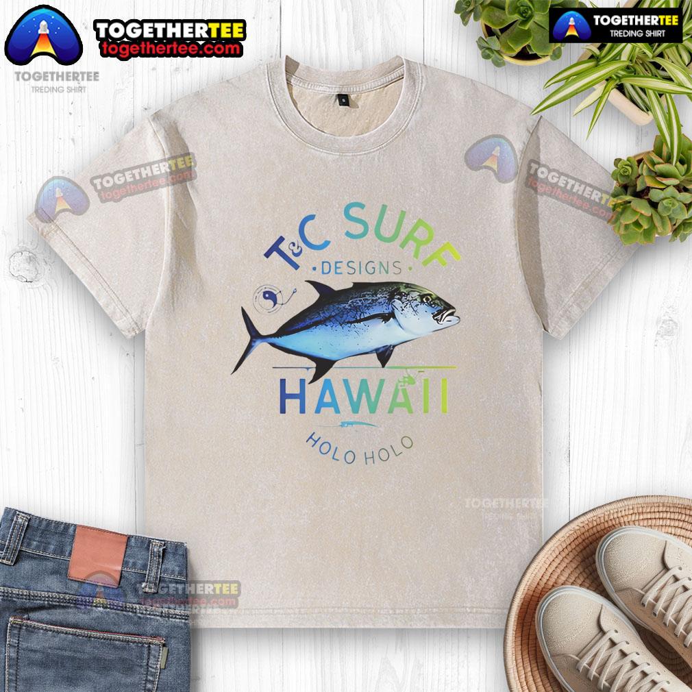 Premium Bluefin Tuna Surf TC Designs Hawaii Holo Holo Fishing washed t-shirt featuring vibrant ocean-inspired graphics.