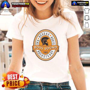 Premium Boss Sound Ska Reggae Roots Ladies Tee featuring vibrant graphics and a stylish design for music lovers.