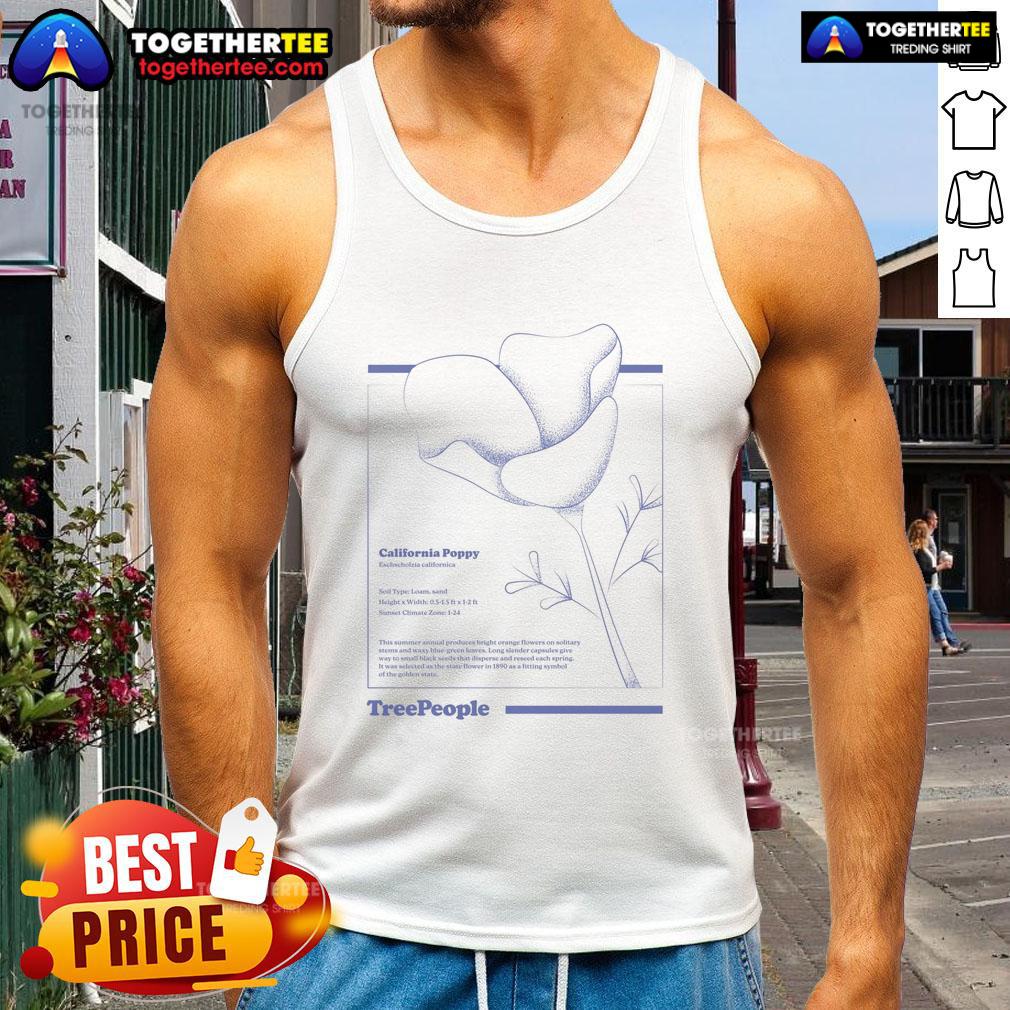 Premium California Poppy Treepeople Tank Top featuring vibrant poppy design on a stylish, comfortable fabric.