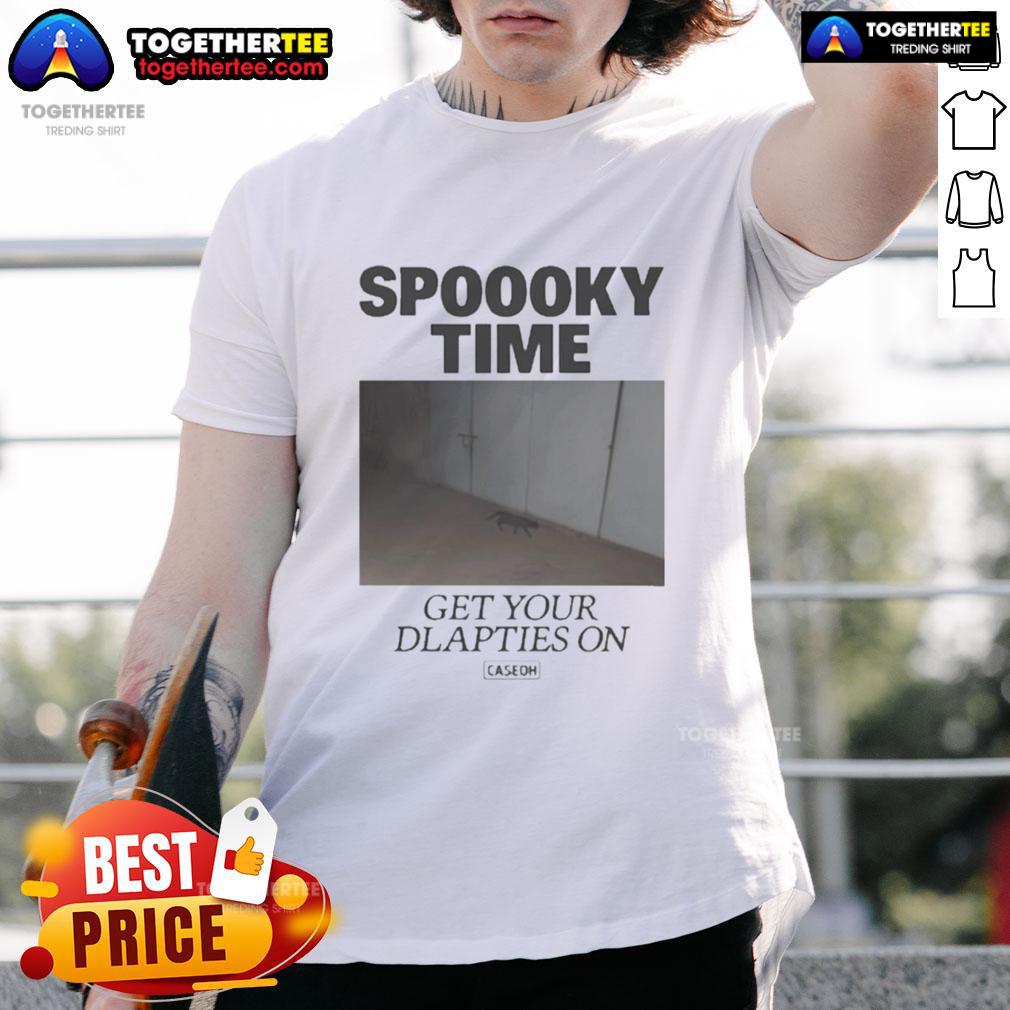 Alt Text: Premium Caseoh Spoooky Time Get Your Diapies On T-Shirt featuring a fun Halloween design for festive wear.