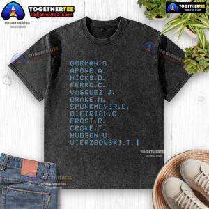 Premium Colonial Marines Death Order washed t-shirt featuring a bold graphic design for fans of sci-fi and military-themed apparel.
