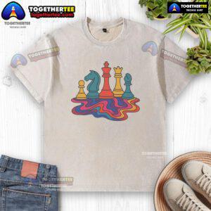 Premium colorful trippy chess washed t-shirt featuring vibrant designs and a relaxed fit for a stylish, casual look.