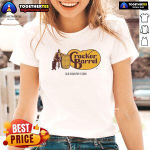 Alt Text: Premium Cracker Barrel Old Country Store logo on a stylish ladies tee, perfect for casual wear and brand enthusiasts.