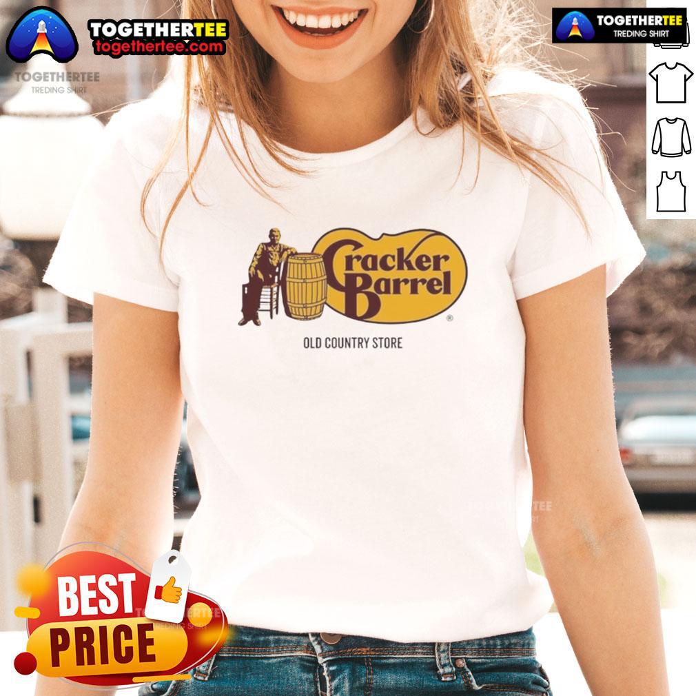 Alt Text: Premium Cracker Barrel Old Country Store logo on a stylish ladies tee, perfect for casual wear and brand enthusiasts.