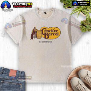 Premium Cracker Barrel Old Country Store logo on a washed t-shirt, showcasing a classic and comfortable design.