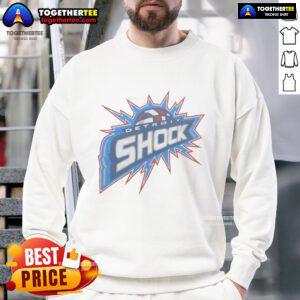 Alt Text: Premium Detroit Shock sweatshirt featuring vibrant team colors and logo, perfect for fans and casual wear.