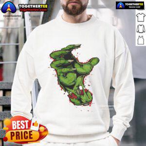 Premium Green Hand Bloody Sweatshirt featuring a unique graphic design, perfect for stylish and edgy streetwear.