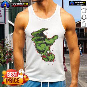 Premium green hand-painted bloody tank top featuring a unique design, perfect for edgy fashion enthusiasts.