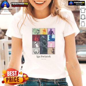 Premium Iga Swiatek Eras Tour player collage on a ladies tee, perfect for tennis lovers and fans of the sport.