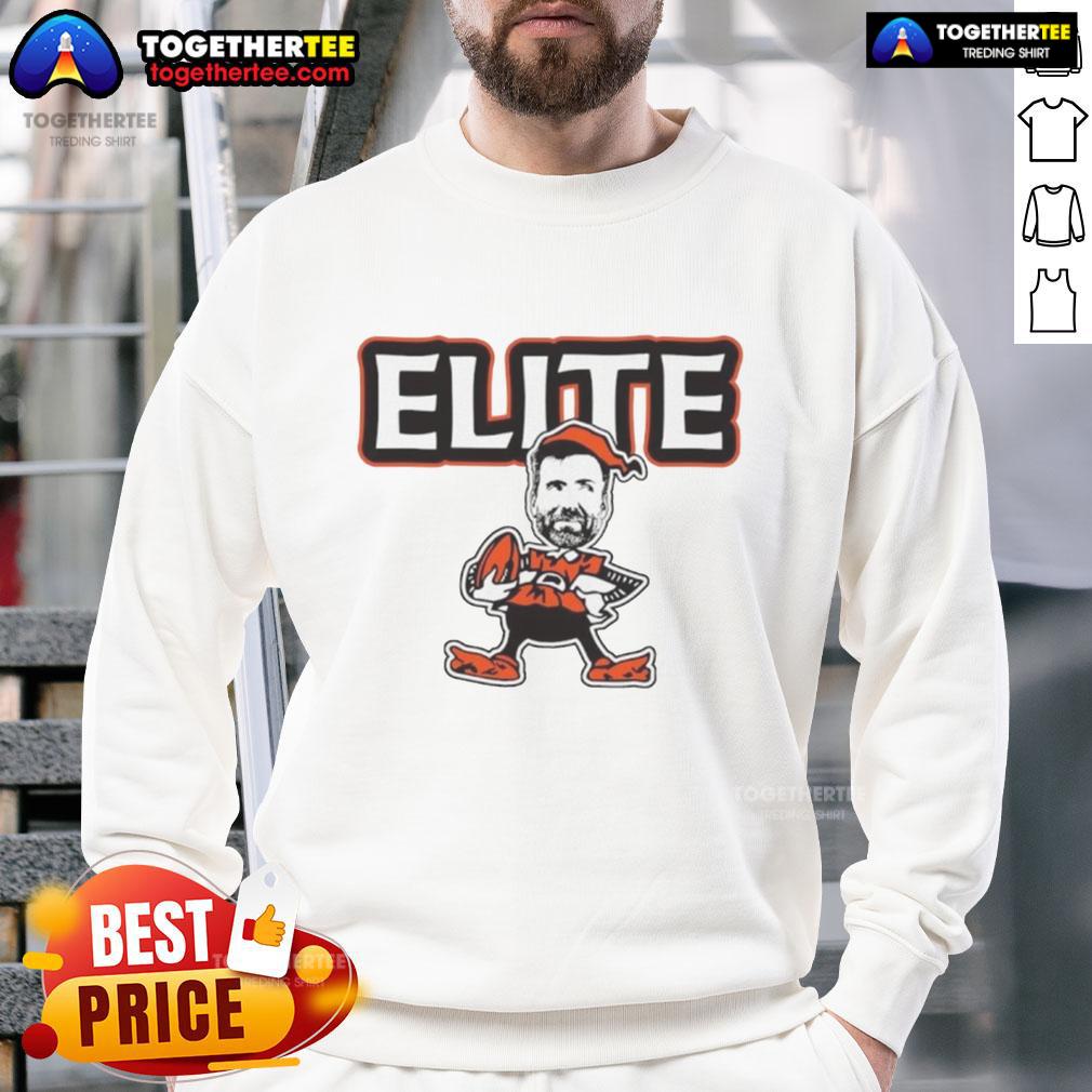 Premium Joe Flacco Elite Cleveland Browns football elf sweatshirt for fans, showcasing team spirit and style.