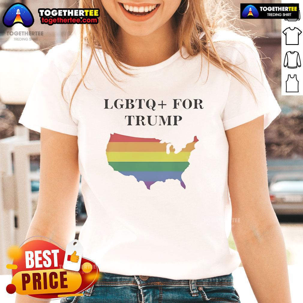 Premium LGBTQ for Trump ladies tee featuring stylish design and vibrant colors, perfect for expressing support and pride.