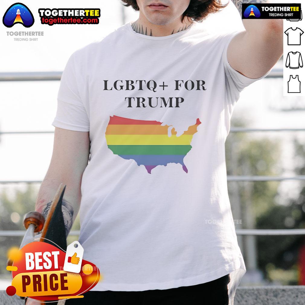 Premium LGBTQ for Trump State T-Shirt featuring vibrant colors and bold graphics promoting support for LGBTQ rights.