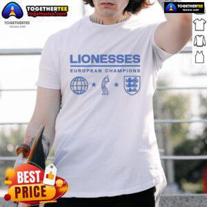 Premium Lionesses European Champions T-Shirt showcasing a stylish design celebrating the women's football victory.