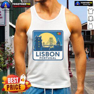 Alt Text: Premium Lisbon Portugal retro logo tank top featuring a stylish design, perfect for summer wear in Lisbon.