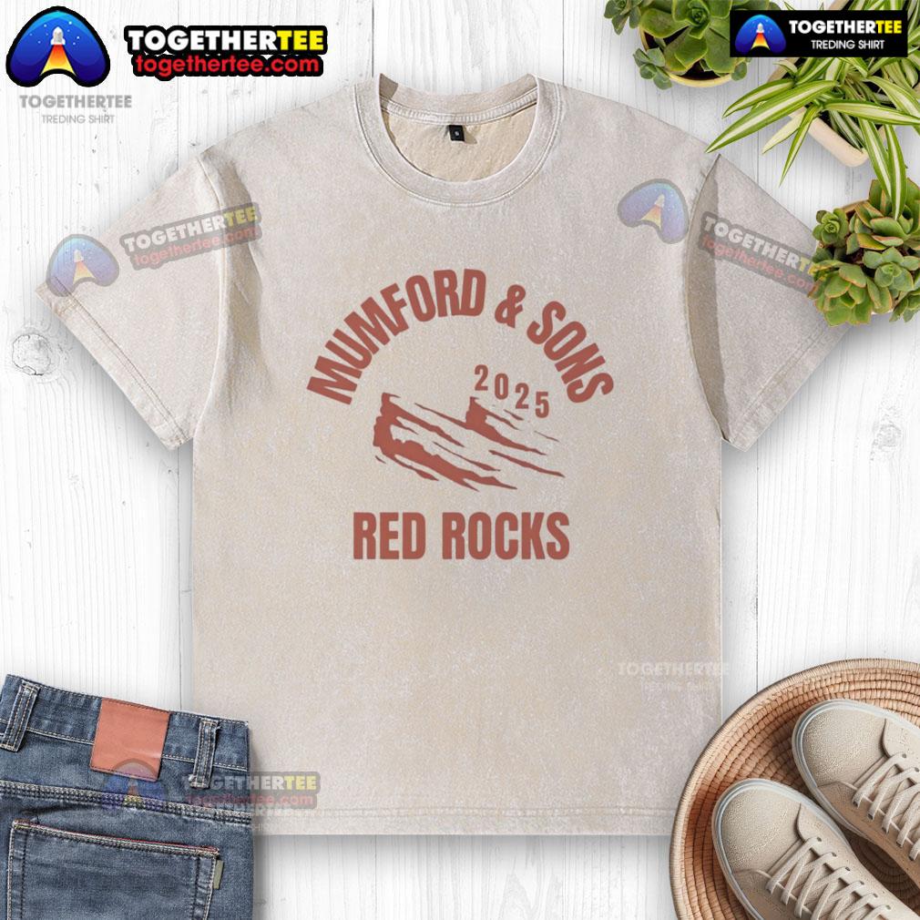 Premium Mumford and Sons 2025 Red Rocks washed t-shirt featuring vintage design and soft fabric for ultimate comfort.