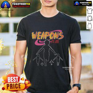 Premium Naruto Weapons T-Shirt featuring retro anime design and Japanese text, perfect for Naruto fans and collectors.