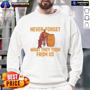 Premium Never Forget What They Took From Us Sweatshirt in black, featuring a bold graphic design for stylish casual wear.