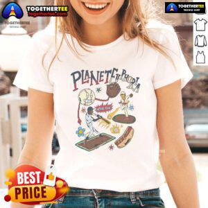 Premium Planet Euphoria Home Run Baseball Ladies Tee featuring a stylish design for female baseball enthusiasts.