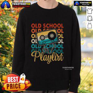 Premium retro old school playlist cassette tape music 80s 90s vintage sweatshirt design featuring iconic cassette graphics.
