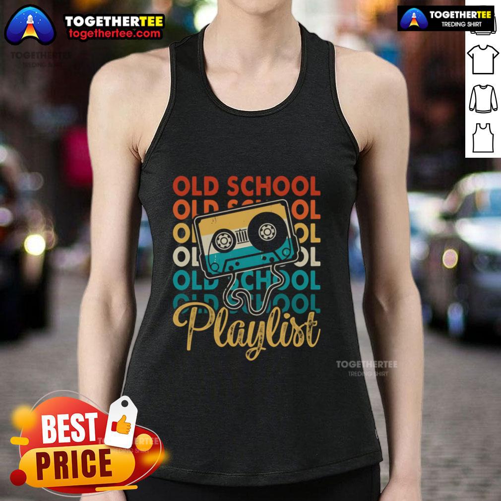 Alt Text: Vintage tank top featuring a premium retro cassette tape design, celebrating 80s and 90s old-school music nostalgia.