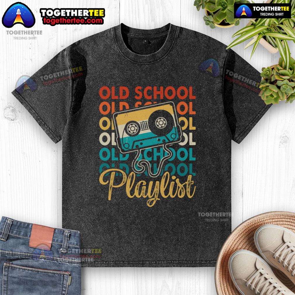 Alt Text: Vintage washed t-shirt featuring a cassette tape design, perfect for fans of 80s and 90s old-school music playlists.
