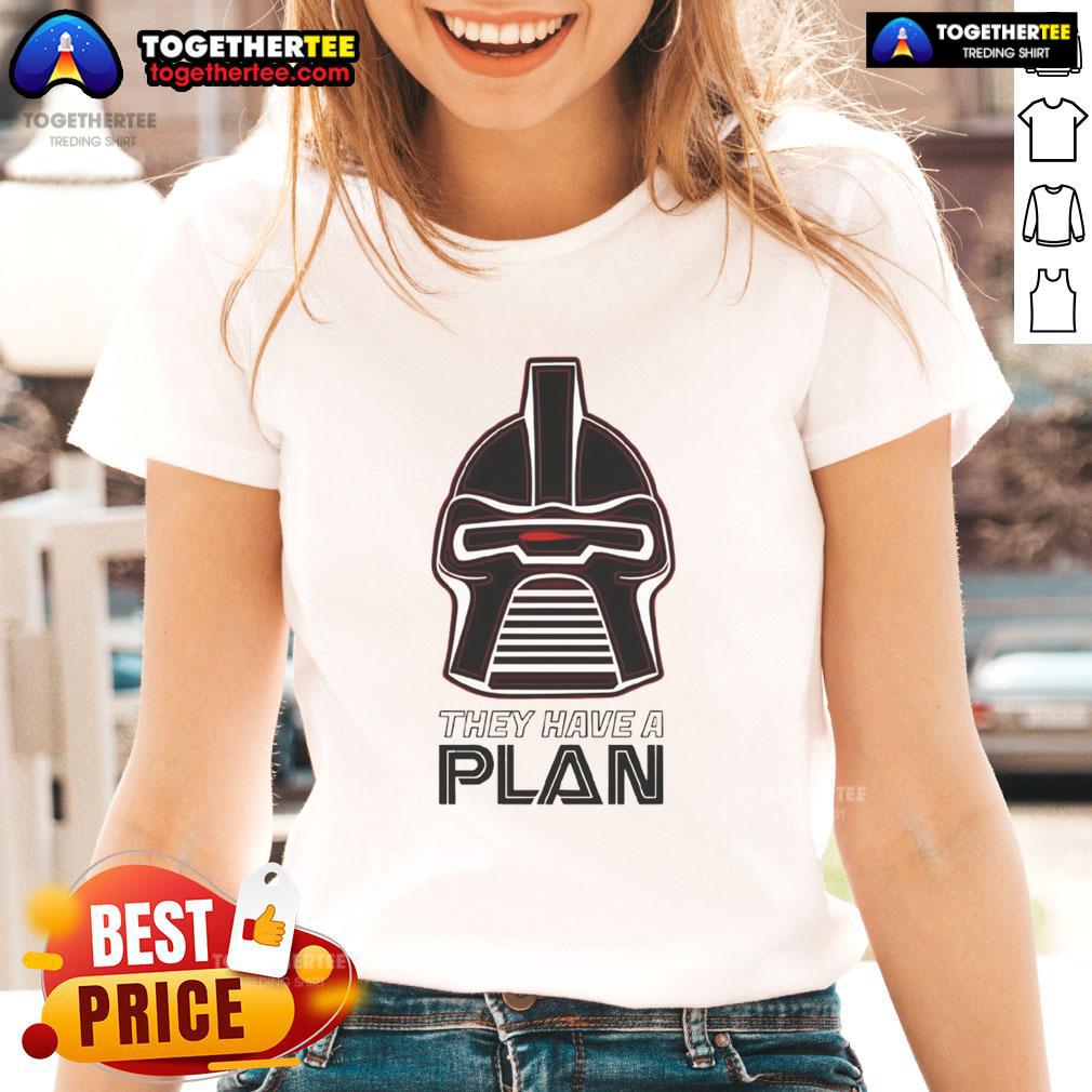 Premium The Cylons Have A Plan ladies tee featuring a stylish design perfect for sci-fi fans and casual wear.