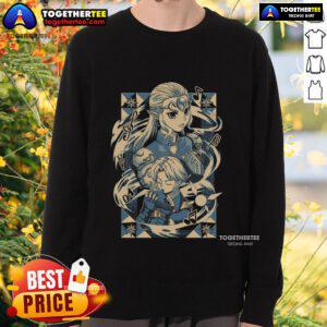 Premium The Legend of Zelda sweatshirt featuring Princess Zelda and Link playing ocarina in vibrant anime style.