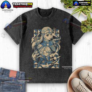 Premium The Legend of Zelda t-shirt featuring Princess Zelda and Link playing the ocarina in anime style.