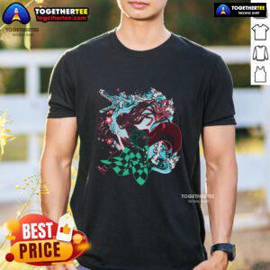 Pretty Demon Slayer siblings T-Shirt featuring vibrant graphics of Tanjiro and Nezuko in dynamic poses.