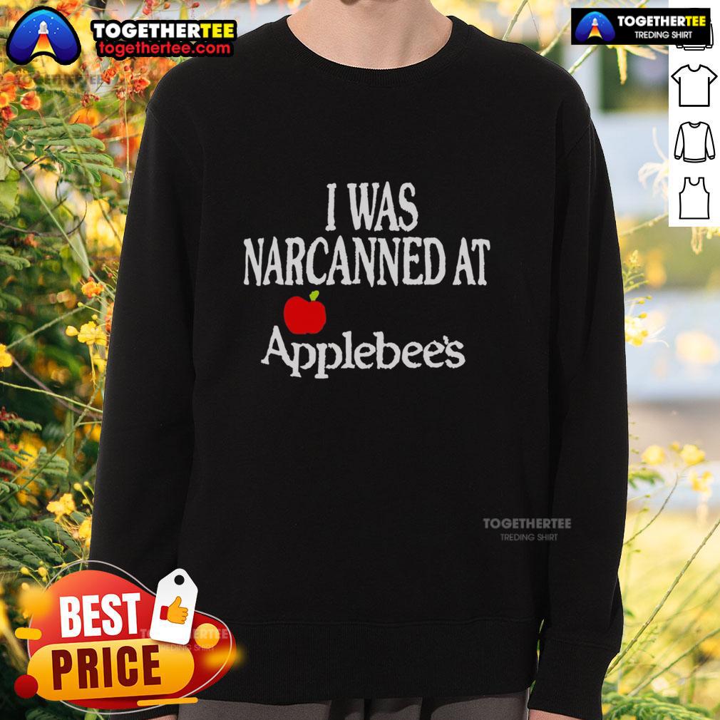 Alt Text: Cozy 'Pretty I Was Narcanned' Apple sweatshirt featuring a stylish design, perfect for casual outings and fall fashion.