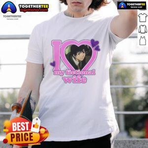 Alt Text: Pretty Touta Matsuda wearing 'I Love My Fictional Wife' T-Shirt, showcasing a fun and unique anime-inspired design.