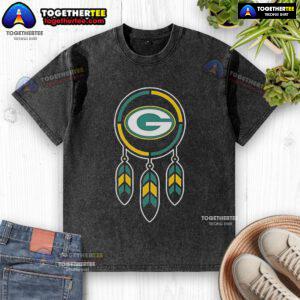 Top 2025 Native American X Green Bay Packers football washed t-shirt featuring vibrant design and soft fabric for fans.