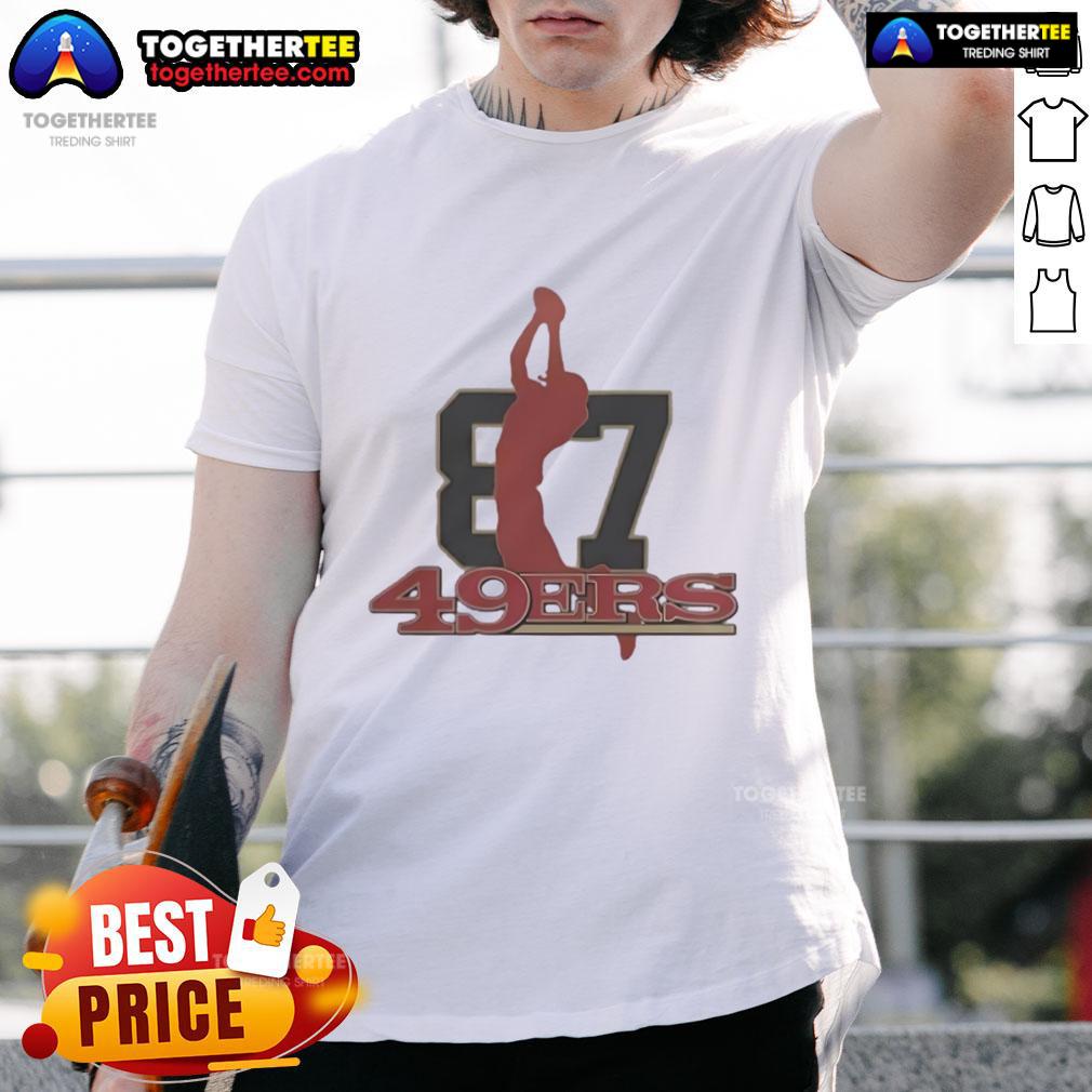 Alt Text: Top 49ers Honoring The Legacy Of Dwight Clark T-Shirt featuring iconic design celebrating the NFL legend's contributions.
