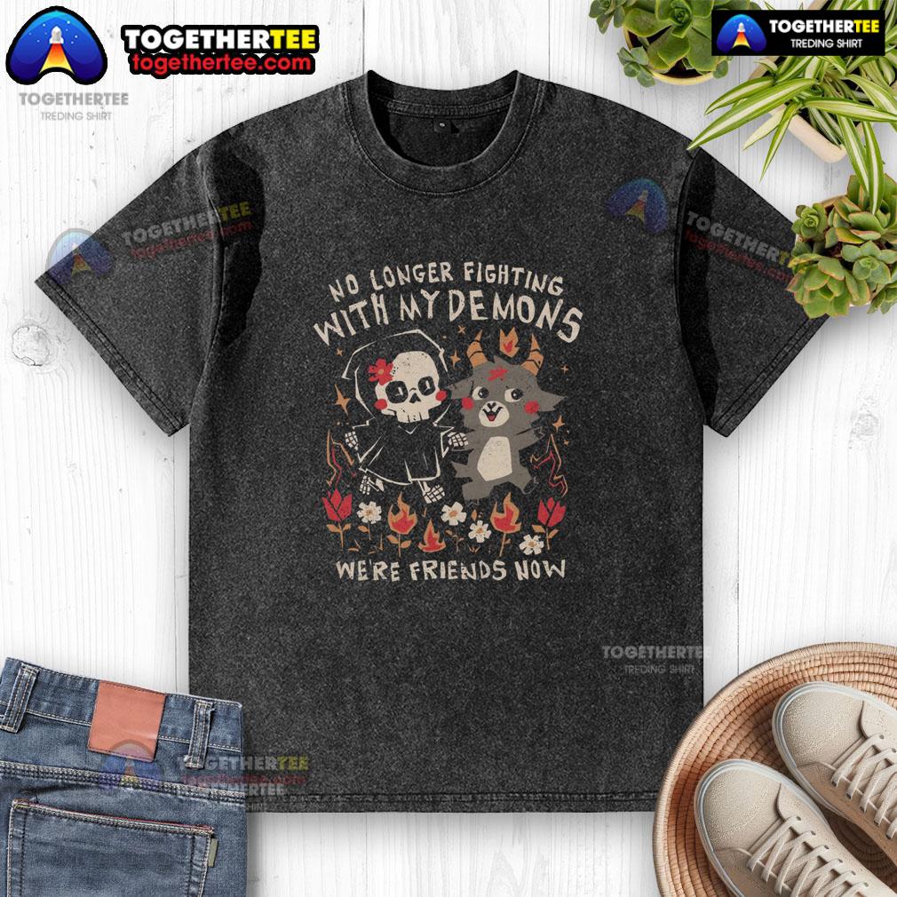 Top Friends With My Demons washed t-shirt featuring a stylish graphic design perfect for casual wear.