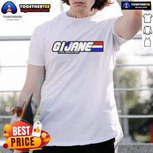 Alt Text: Awesome G.I. Jane A Real American Hero T-Shirt featuring a bold graphic design and vibrant colors, perfect for fans.