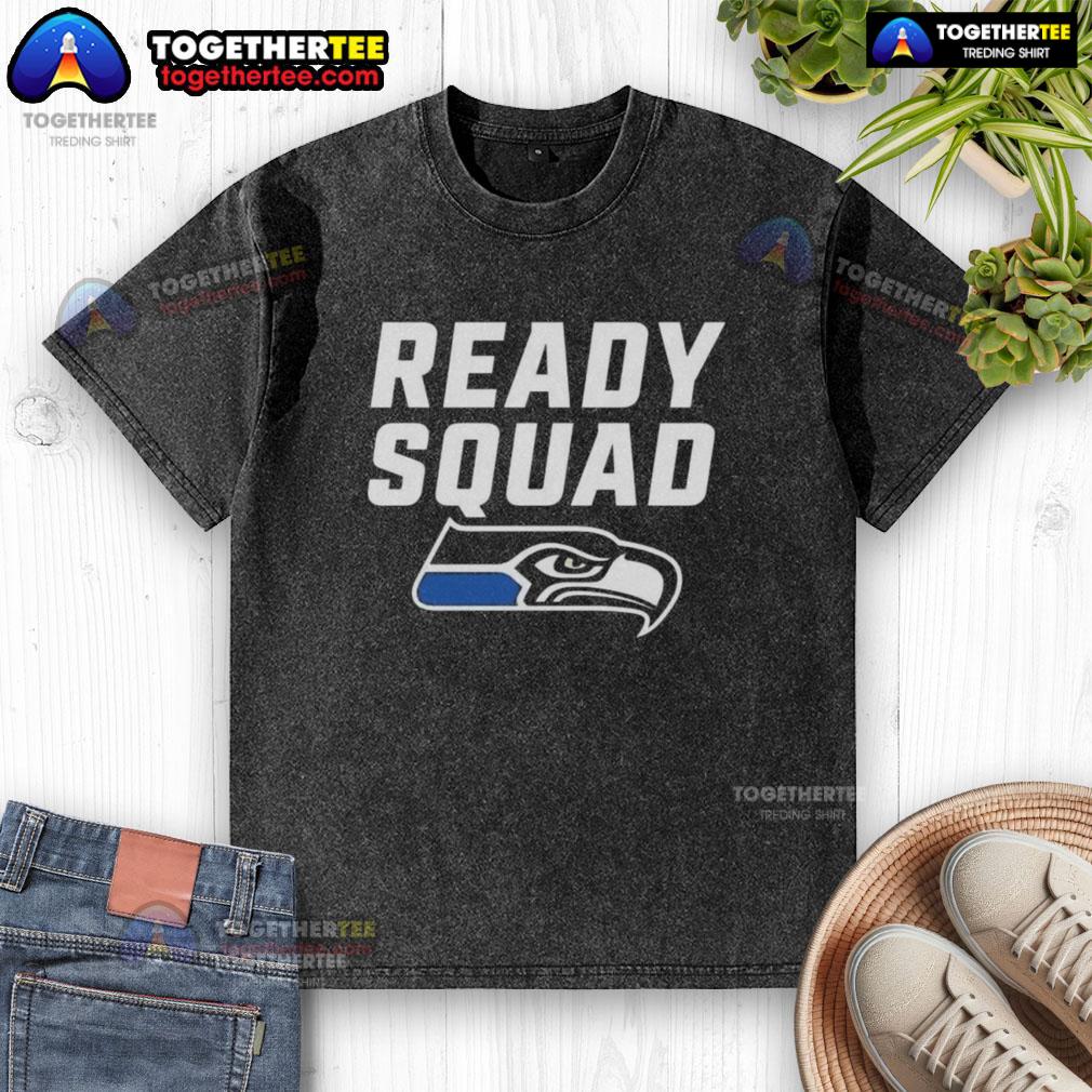 Awesome Seattle Seahawks Ready Squad washed t-shirt in blue, showcasing team pride for fans and game day wear.