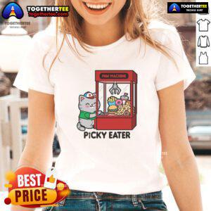 Cute cat paw design on a machine-washable ladies tee for picky eaters, perfect for cat lovers.