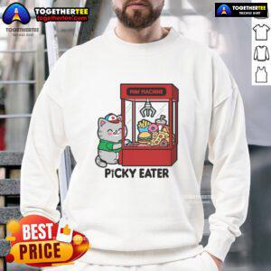 Alt Text: Cute Cat Paw Machine Picky Eater Sweatshirt featuring an adorable cat design, perfect for cat lovers and cozy wear.