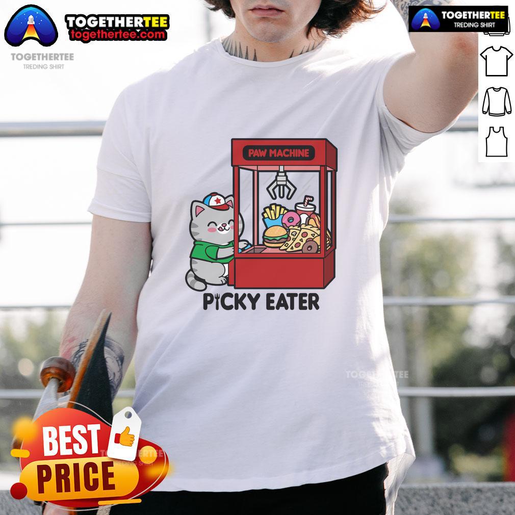 Cute Cat Paw Machine Picky Eater T-Shirt featuring an adorable cat design, perfect for cat lovers and picky eaters.