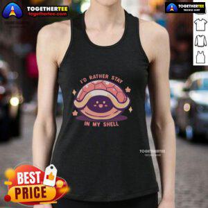 Funny 'I'd Rather Stay in My Shell' tank top featuring a playful design, perfect for casual wear and ocean lovers.