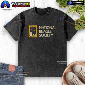 Alt Text: Funny Snoopy graphic on a National Beagle Society washed t-shirt, perfect for dog lovers and fans of Peanuts.