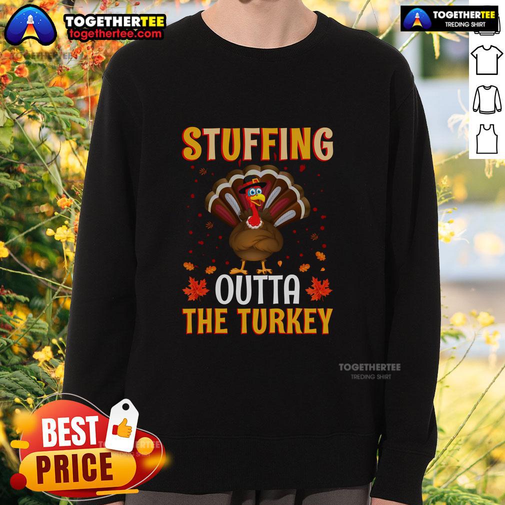 Funny Thanksgiving sweatshirt featuring a turkey stuffed with humor, perfect for holiday celebrations and festive gatherings.
